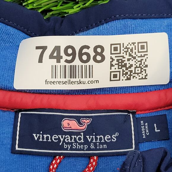 Vineyard-Vines Sweater Large 24x28 Baggy Crop Blue - Picture 6 of 14